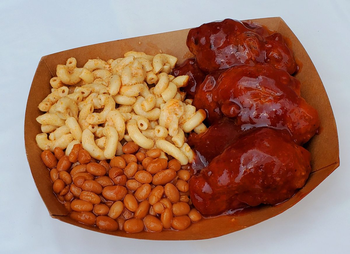Mac and cheese and baked beans