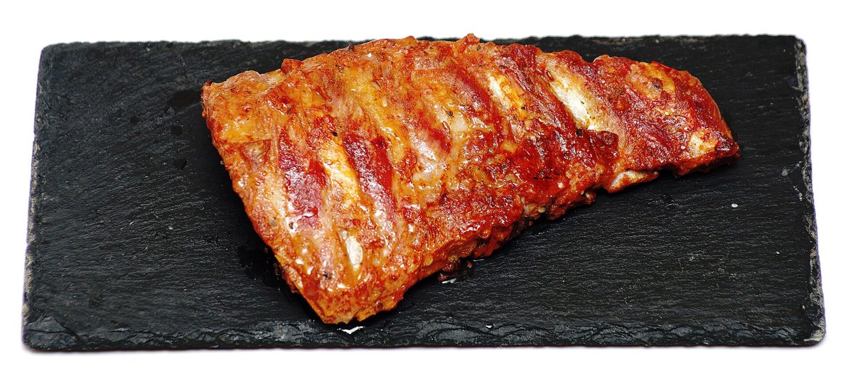 Rack of smoked pork ribs